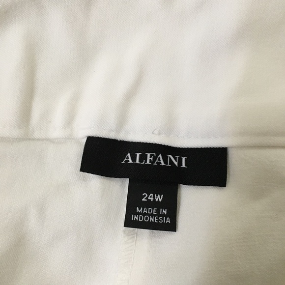 Alfani Tummy Control White Pants Plus size slim leg high rise - Picture 3 of 12